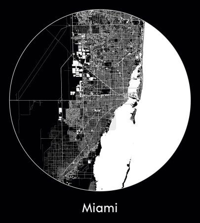 Téléchargez les illustrations : Plan de la ville Miami Etats-Unis Illustration vectorielle Amérique du Nord - en licence libre de droit