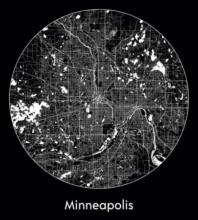Ilustración de Mapa de la ciudad Minneapolis Estados Unidos América del Norte vector ilustración - Imagen libre de derechos