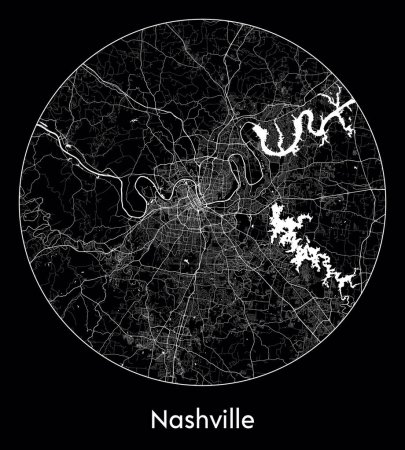 Téléchargez les illustrations : Plan de la ville Nashville Etats-Unis Amérique du Nord illustration vectorielle - en licence libre de droit