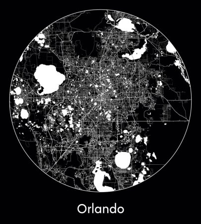 Téléchargez les illustrations : Plan de la ville Orlando Etats-Unis Amérique du Nord illustration vectorielle - en licence libre de droit
