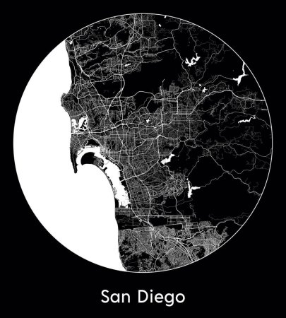 Téléchargez les illustrations : Plan de la ville San Diego Etats-Unis Amérique du Nord illustration vectorielle - en licence libre de droit