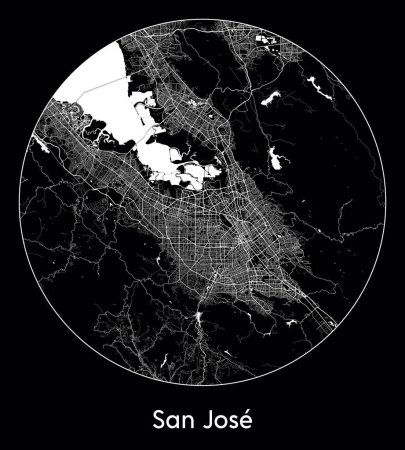Téléchargez les illustrations : Plan de la ville San Jose Etats-Unis Amérique du Nord illustration vectorielle - en licence libre de droit