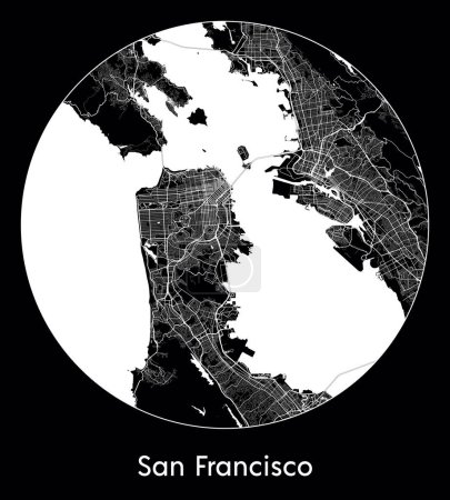 Téléchargez les illustrations : Plan de la ville San Francisco Etats-Unis Amérique du Nord illustration vectorielle - en licence libre de droit