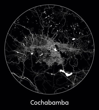 Ilustración de Mapa de la ciudad Cochabamba Bolivia América del Sur vector de ilustración - Imagen libre de derechos