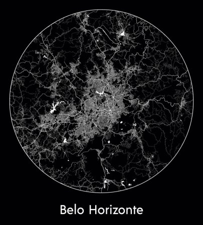 Téléchargez les illustrations : Plan de la ville Belo Horizonte Brésil Amérique du Sud illustration vectorielle - en licence libre de droit