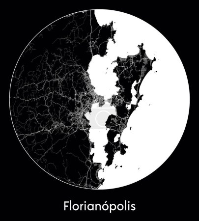Téléchargez les illustrations : Plan de la ville Florianopolis Brésil Amérique du Sud illustration vectorielle - en licence libre de droit