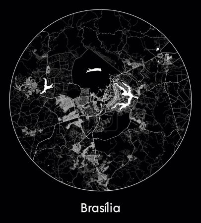 Téléchargez les illustrations : Carte de la ville Brasilia Brésil Amérique du Sud illustration vectorielle - en licence libre de droit