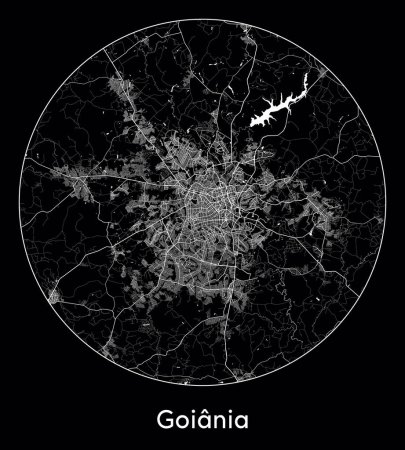 Ilustración de Mapa de la ciudad Goiania Brasil América del Sur vector ilustración - Imagen libre de derechos