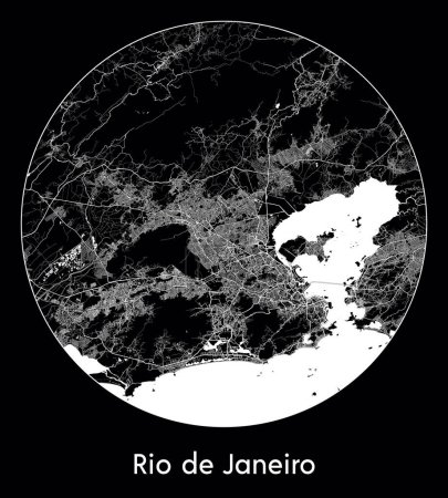 Téléchargez les illustrations : Plan de la ville Rio de Janeiro Brésil Amérique du Sud illustration vectorielle - en licence libre de droit