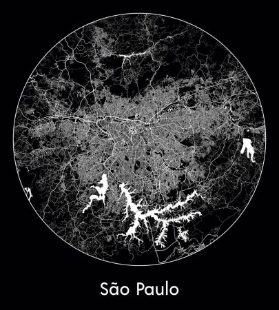 Téléchargez les illustrations : Plan de la ville Sao Paulo Brésil Amérique du Sud illustration vectorielle - en licence libre de droit