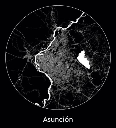 Illustration for City Map Asuncion Paraguay South America vector illustration - Royalty Free Image