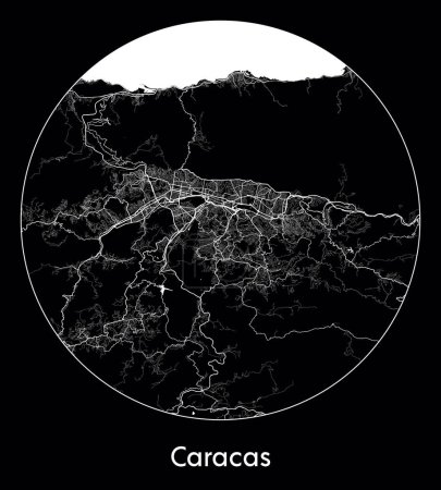 Ilustración de Mapa de la ciudad Caracas Venezuela América del Sur vector ilustración - Imagen libre de derechos