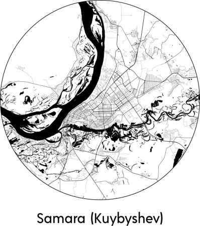 Ilustración de Mínimo Mapa de Samara (Rusia, Europa) negro vector blanco ilustración - Imagen libre de derechos