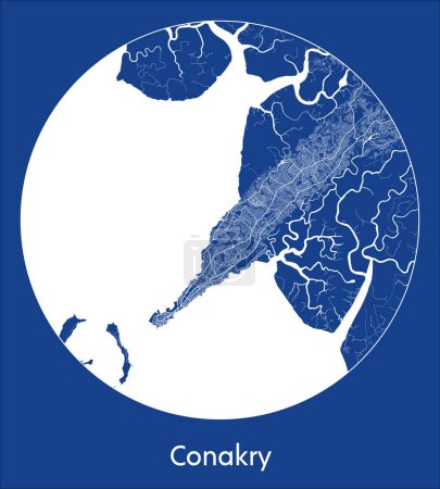 Téléchargez les illustrations : Plan de la ville Conakry Guinée Plan d'Afrique rond Illustration vectorielle circulaire - en licence libre de droit