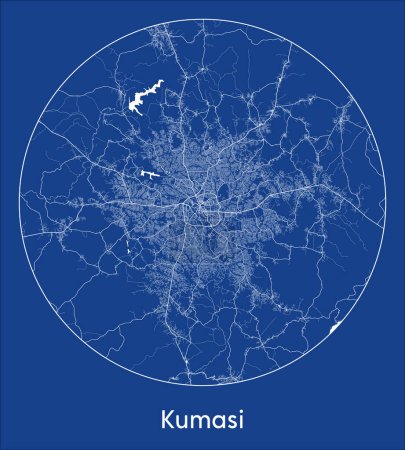 Téléchargez les illustrations : Plan de la ville Kumasi Ghana Plan d'Afrique rond Illustration vectorielle circulaire - en licence libre de droit