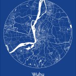 City Map Wuhu China Asia blue print round Circle vector illustration