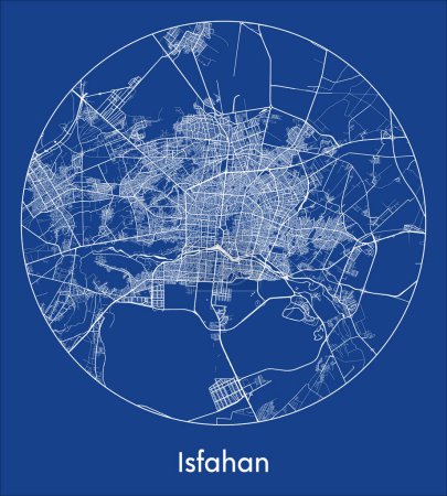 Illustration for City Map Isfahan Iran Asia blue print round Circle vector illustration - Royalty Free Image
