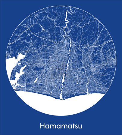 Illustration for City Map Hamamatsu Japan Asia blue print round Circle vector illustration - Royalty Free Image