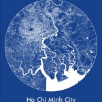 City Map Ho Chi Minh City Vietnam Asia blue print round Circle vector illustration