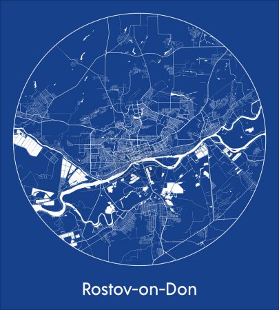 Téléchargez les illustrations : Plan de la ville Rostov-sur-le-Don Russie Plan Europe rond Illustration vectorielle du cercle - en licence libre de droit