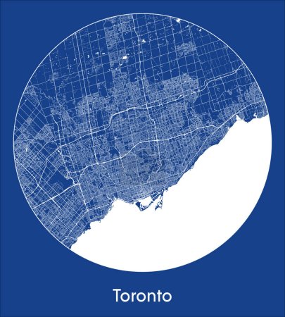 Téléchargez les illustrations : Plan de la ville Toronto Canada Plan directeur Amérique du Nord rond Illustration vectorielle circulaire - en licence libre de droit
