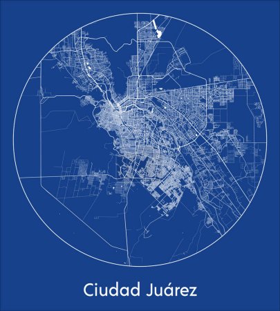 Téléchargez les illustrations : Plan de la ville Ciudad Juarez Mexique Plan d'Amérique du Nord rond Illustration vectorielle circulaire - en licence libre de droit