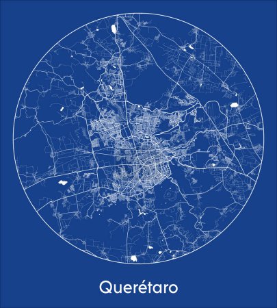 Téléchargez les illustrations : Plan de la ville Queretaro Mexique Plan d'Amérique du Nord rond Illustration vectorielle circulaire - en licence libre de droit