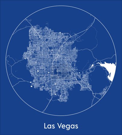 Téléchargez les illustrations : Plan de la ville Las Vegas États-Unis Plan d'Amérique du Nord rond Illustration vectorielle circulaire - en licence libre de droit