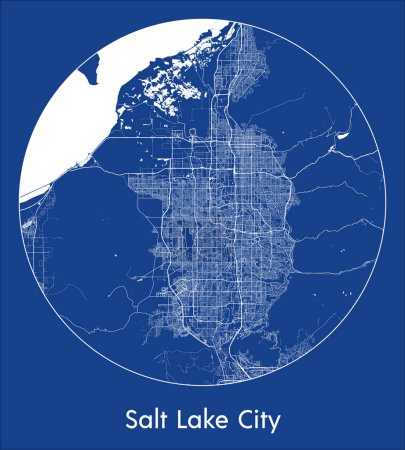 Téléchargez les illustrations : Plan de la ville Salt Lake City États-Unis Plan d'Amérique du Nord rond Illustration vectorielle circulaire - en licence libre de droit