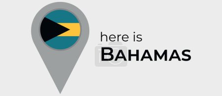 Téléchargez les illustrations : Bahamas drapeau national carte marqueur broche icône illustration - en licence libre de droit