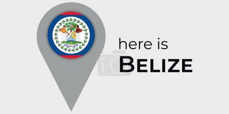 Illustration for Belize national flag map marker pin icon illustration - Royalty Free Image