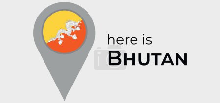 Illustration for Bhutan national flag map marker pin icon illustration - Royalty Free Image