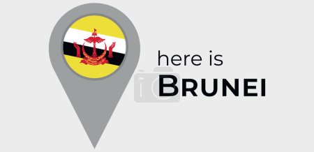 Illustration for Brunei national flag map marker pin icon illustration - Royalty Free Image