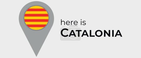 Téléchargez les illustrations : Catalogne drapeau national carte marqueur broche icône illustration - en licence libre de droit