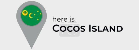 Téléchargez les illustrations : Illustration de l'icône de l'épingle marqueur du drapeau national de l'île Cocos - en licence libre de droit