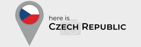 Téléchargez les illustrations : République tchèque drapeau national carte marqueur broche icône illustration - en licence libre de droit
