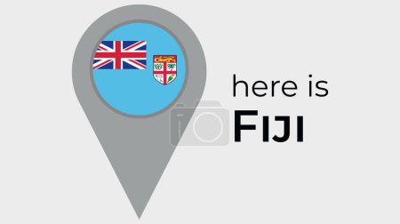 Illustration for Fiji national flag map marker pin icon illustration - Royalty Free Image