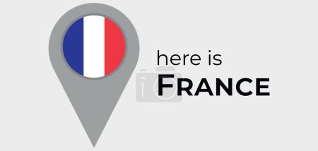 Téléchargez les illustrations : France drapeau national carte marqueur broche icône illustration - en licence libre de droit