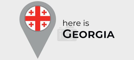 Téléchargez les illustrations : Géorgie drapeau national carte marqueur broche icône illustration - en licence libre de droit