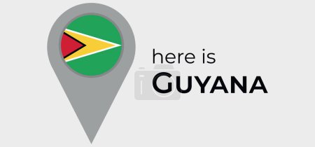 Illustration for Guyana national flag map marker pin icon illustration - Royalty Free Image