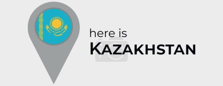 Téléchargez les illustrations : Kazakhstan drapeau national carte marqueur broche icône illustration - en licence libre de droit