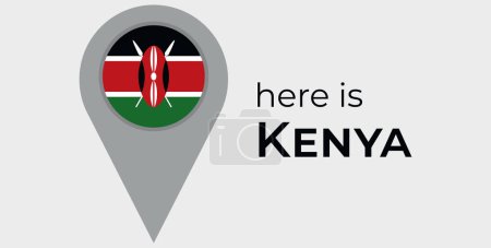 Illustration for Kenya national flag map marker pin icon illustration - Royalty Free Image