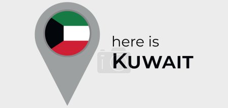 Kuwait national flag map marker pin icon illustration