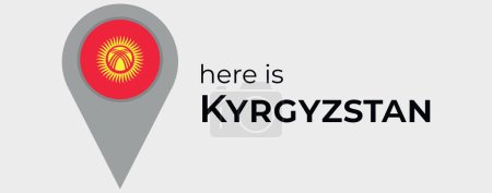 Téléchargez les illustrations : Kirghizistan drapeau national carte marqueur broche icône illustration - en licence libre de droit