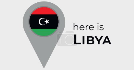 Téléchargez les illustrations : Libye drapeau national carte marqueur broche icône illustration - en licence libre de droit
