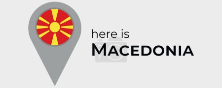 Téléchargez les illustrations : Macédoine drapeau national carte marqueur broche icône illustration - en licence libre de droit