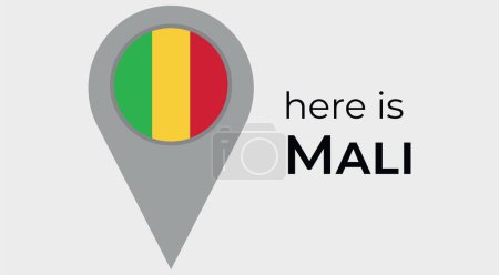 Illustration for Mali national flag map marker pin icon illustration - Royalty Free Image