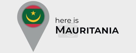 Téléchargez les illustrations : Mauritanie drapeau national carte marqueur broche icône illustration - en licence libre de droit