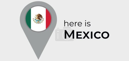 Illustration for Mexico national flag map marker pin icon illustration - Royalty Free Image