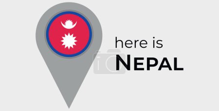 Illustration for Nepal national flag map marker pin icon illustration - Royalty Free Image